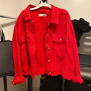 Topshop red denim jacket